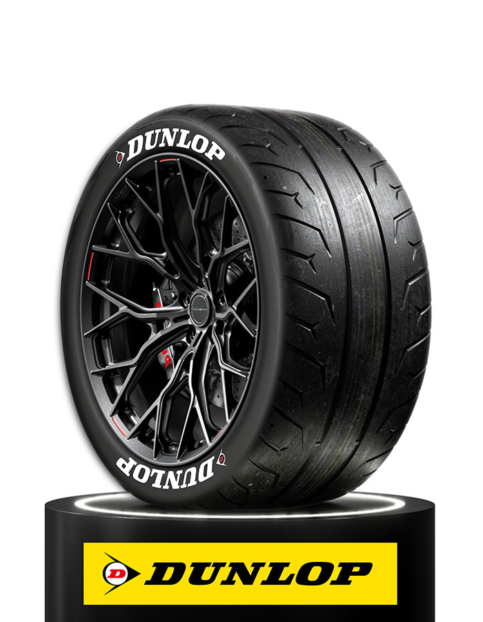 Dunlop Reifensticker - selbstklebend - Höhe 20mm Inkl. Primer und Tire Cleaner-Version 2025